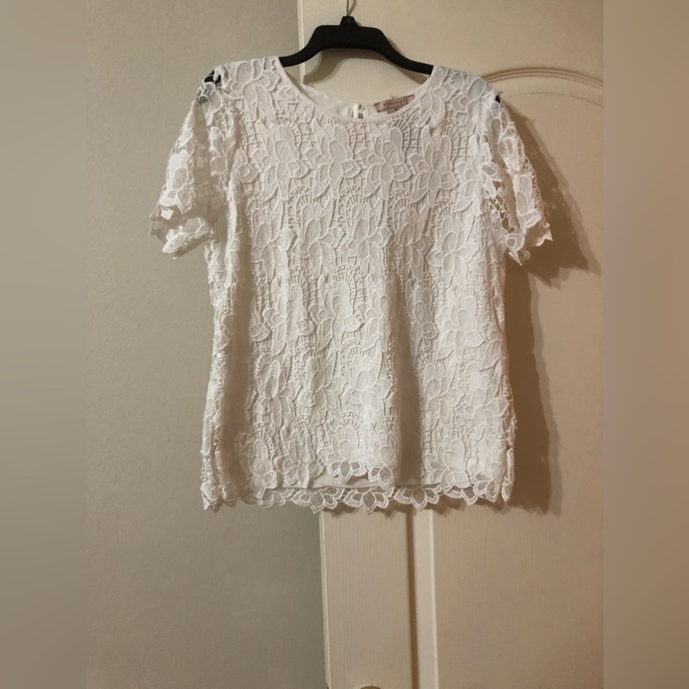 Philosophy color white lace blouse Size M new